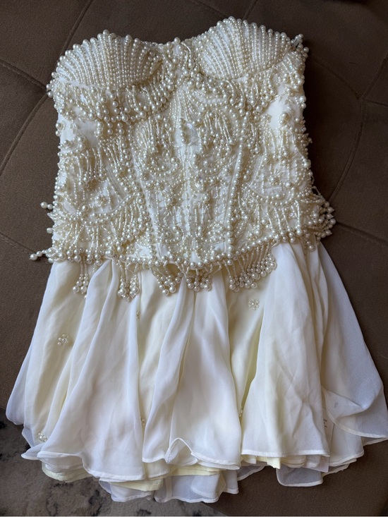 ASOS Dresses & Skirts - ASOS corset bandeau mini dress with pearl beading in ivory